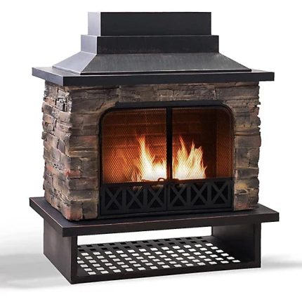 Sunjoy Canyon Wood-Burning Fireplace, Heats 2.14 sq. ft.