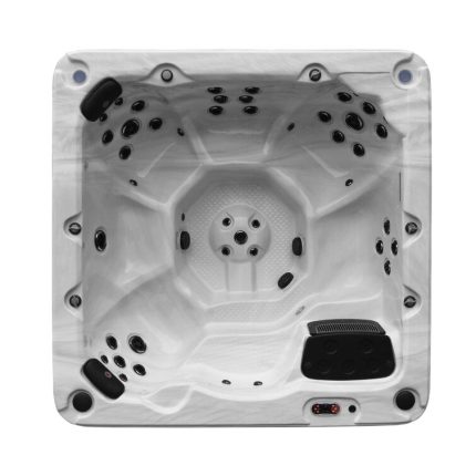 Canadian Spa Co 7 - Person 46 - Jet Acrylic Square Hot Tub with Ozonator and Built-In Speaker in Sterling Silver, Walnut