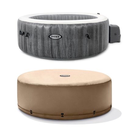 Intex Purespa 4 Person Inflatable Portable Heated Jet Hot Tub & Cover Package