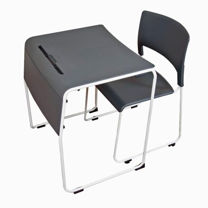 Lightweight Stackable Student Desk and Chair 4 Pack By Luxor