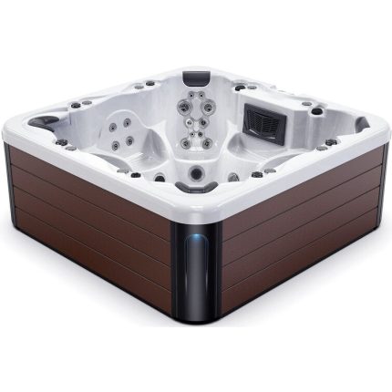 Luxuria Spas 7 - Person 100 - Jet Acrylic RectangularHot Tub with Bluetooth Speakers and Ozonator in Mocha