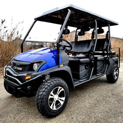6 Seater Gas Golf Cart GVX Limo EFI Utility Vehicle Six Passenger UTV 2WD/4WD - CAZADOR LIMO 400cc - BLUE Windshield Added