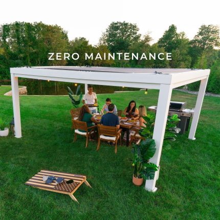 16×12 Windham Modern Steel Pergola With Sail Shade Soft Canopy