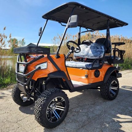 48V Electric Golf Cart 4 Seater Lifted Renegade+ Custom Paint Edition Utility Golf UTV Compare To Coleman Kandi 4p - Orange