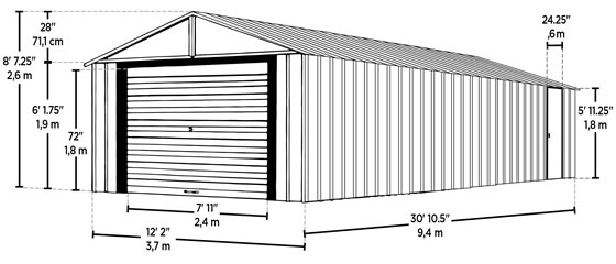 Arrow 12x31 Murryhill Garage Measurements Diagram Arrow 12x31 Murryhill Garage Measurements Diagram