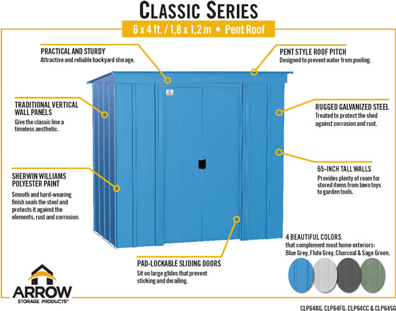 Arrow 6x4 Classic Steel Shed Features & Benefits Arrow 6x4 Classic Steel Shed Features & Benefits