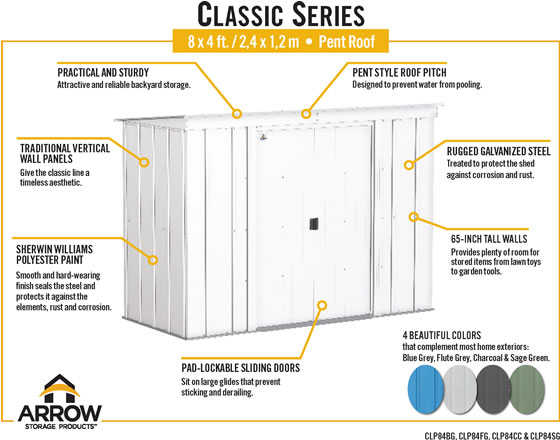 Arrow 8x4 Classic Steel Shed Features & Benefits Arrow 8x4 Classic Steel Shed Features & Benefits