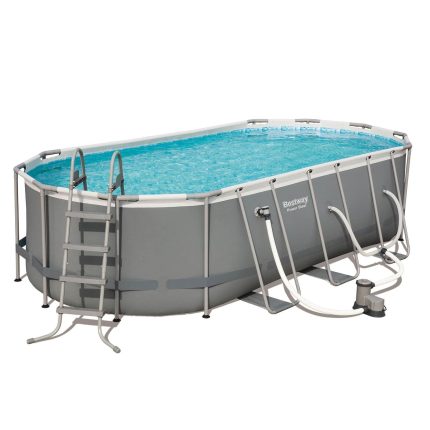 Bestway Power Steel 18' x 9' x 48" Oval Above Ground Outdoor Swimming Pool Set