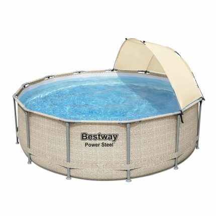Bestway Power Steel 13' x 42" Above Ground Outdoor Swimming Pool Set with Canopy