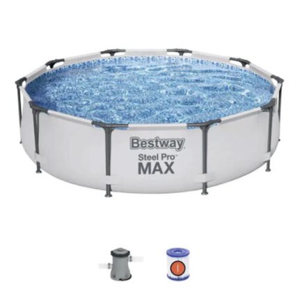 Bestway 12' x 30" Steel Pro Frame Max Round Above Ground Swimming Pool with Pump