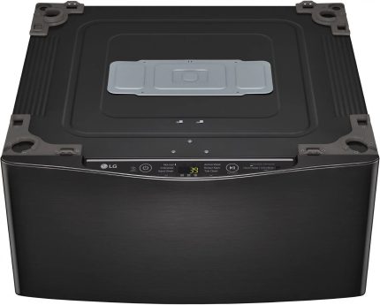 LG – SideKick 1.0 Cu. Ft. High-Efficiency Smart Top Load Pedestal Washer with 3-Motion Technology – Black steel