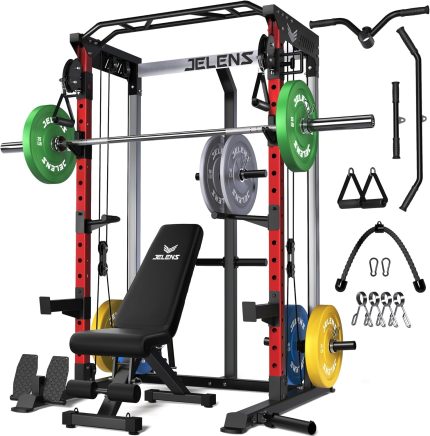 Power Cage C21 Multi-Function 2000LB Power Rack with Dual Pulley Cable & Squat Rack